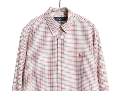 00s ラルフローレン チェック 長袖 ボタンダウン シャツ メンズ M オールド ポロ CLASSIC FIT コットン ワンポイント ポニー マルチカラー