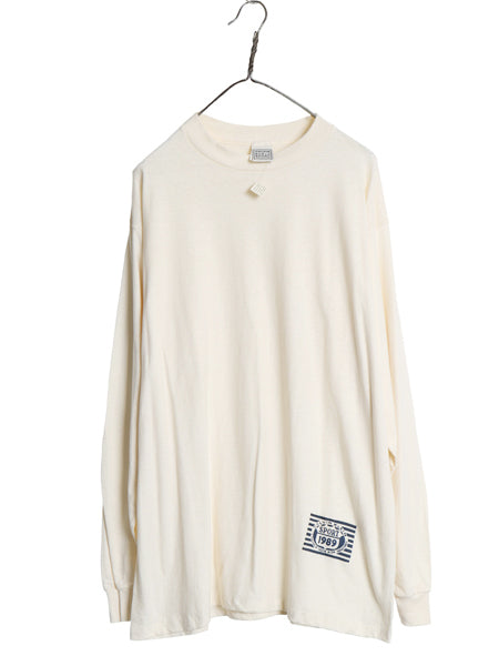 デッドストック 80s USA製 カルバンクライン スポーツ 長袖 Tシャツ メンズ レディース XL 程/ 新品 ヴィンテージ ロンT 無地 ナチュラル