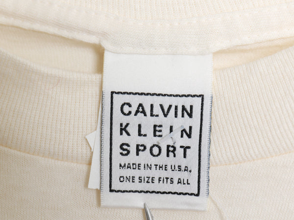 デッドストック 80s USA製 カルバンクライン スポーツ 長袖 Tシャツ メンズ レディース XL 程/ 新品 ヴィンテージ ロンT 無地 ナチュラル