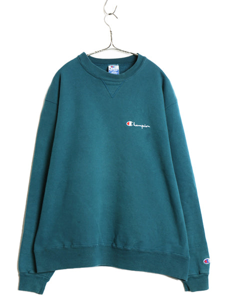90s USA製 チャンピオン ワンポイント スウェット メンズ レディース XXL / オールド 裏起毛 トレーナー スクリプト ロゴ 前V 大きいサイズ