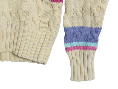 90s ポロ ラルフローレン ボーダー コットン ケーブル ニット セーター メンズ レディース M / 古着 オールド クルーネック マルチカラー