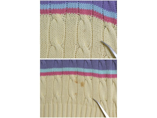 90s ポロ ラルフローレン ボーダー コットン ケーブル ニット セーター メンズ レディース M / 古着 オールド クルーネック マルチカラー