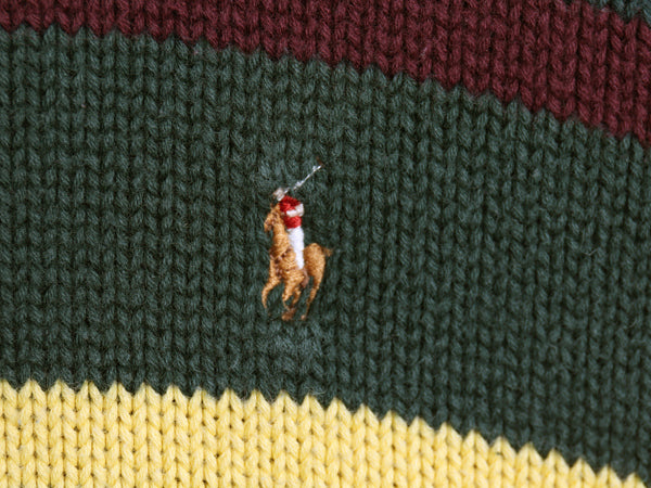 00s ポロ ラルフローレン ボーダー コットン ニット セーター キッズ L レディース S / オールド ワンポイント ポニー 刺繍 マルチカラー