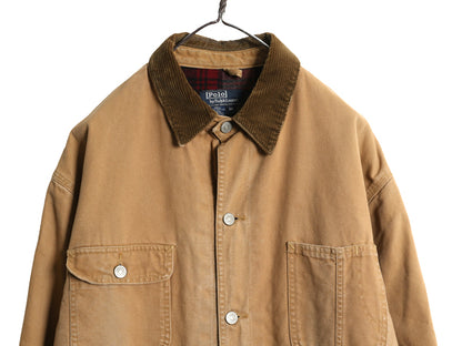 80s USA製 ★ ポロ ラルフローレン ダック カバーオール ジャケット メンズ M 古着 ヴィンテージ ワーク チョアコート ウール ライナー付き