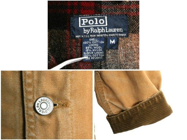 80s USA製 ★ ポロ ラルフローレン ダック カバーオール ジャケット メンズ M 古着 ヴィンテージ ワーク チョアコート ウール ライナー付き