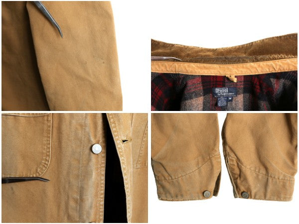 80s USA製 ★ ポロ ラルフローレン ダック カバーオール ジャケット メンズ M 古着 ヴィンテージ ワーク チョアコート ウール ライナー付き