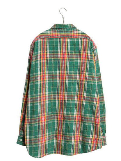90s ポロ ラルフローレン チェック 長袖 ヘビー フランネル シャツ メンズ L / オールド 長袖シャツ ネルシャツ ヘビーウェイト コットン