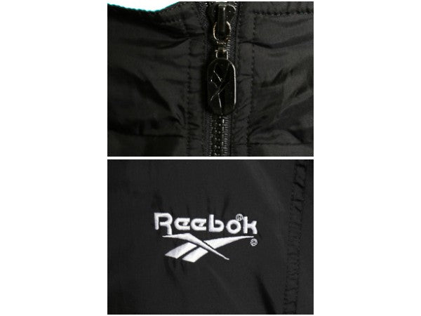 90s リーボック フルジップ ナイロン トラックジャケット メンズ L オールド ウインドブレーカー ジャンパー ブルゾン ハイネック ロゴ刺繍
