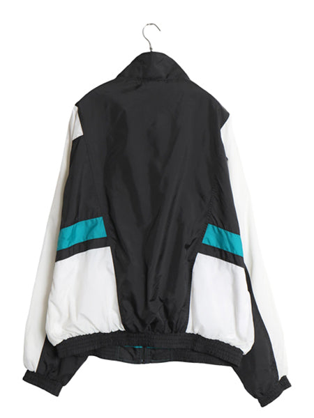 90s リーボック フルジップ ナイロン トラックジャケット メンズ L オールド ウインドブレーカー ジャンパー ブルゾン ハイネック ロゴ刺繍