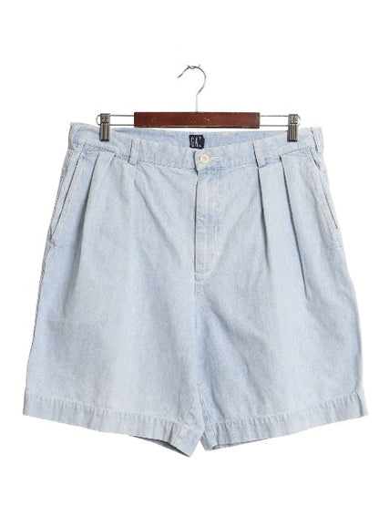 90s オールド ギャップ シャンブレー ショートパンツ メンズ 35 旧タグ 100% コットン ツータック 短パン ショーツ ボトムス 無地 ゆったり