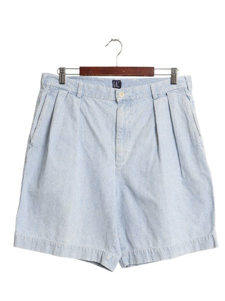 90s オールド ギャップ シャンブレー ショートパンツ メンズ 35 旧タグ 100% コットン ツータック 短パン ショーツ ボトムス 無地 ゆったり