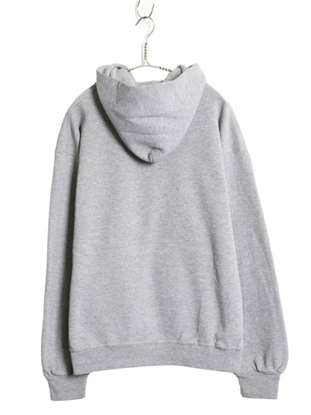 00s ラッセル カレッジ プリント スウェット フード パーカー メンズ レディース L オールド トレーナー 裏起毛 プルオーバー シンプル 灰