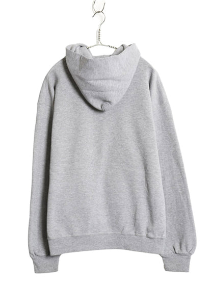 00s ラッセル カレッジ プリント スウェット フード パーカー メンズ レディース L オールド トレーナー 裏起毛 プルオーバー シンプル 灰