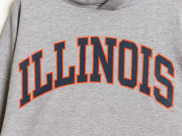 00s ラッセル カレッジ プリント スウェット フード パーカー メンズ レディース L オールド トレーナー 裏起毛 プルオーバー シンプル 灰