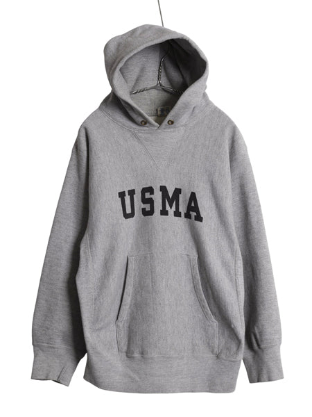 80s ★ チャンピオン リバースウィーブ USMA プリント スウェット パーカー メンズ M ヴィンテージ 軍物 ミリタリー 前V フード 染込み 灰