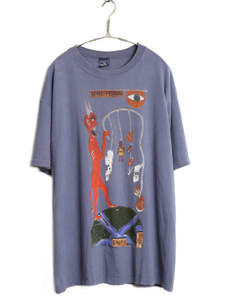 90s USA製 ★ ハウスオブブルース アート イラスト プリント Tシャツ メンズ XL / オールド レッドデビル シングルステッチ グラフィック
