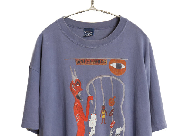 90s USA製 ★ ハウスオブブルース アート イラスト プリント Tシャツ メンズ XL / オールド レッドデビル シングルステッチ グラフィック