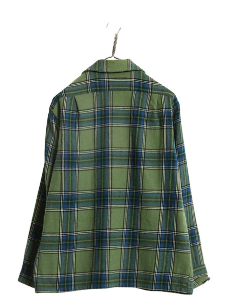 60s 70s USA製 ★ ペンドルトン チェック オープンカラー ウール シャツ メンズ L / ヴィンテージ ループ留め 開襟 ボックス マルチカラー