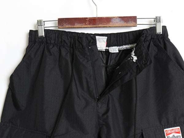 90s マルボロ ナイロン カーゴ ショートパンツ メンズ M オールド ショーツ 短パン ハーフパンツ リップストップ ナイロン 企業 タバコ 黒