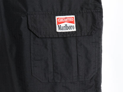 90s マルボロ ナイロン カーゴ ショートパンツ メンズ M オールド ショーツ 短パン ハーフパンツ リップストップ ナイロン 企業 タバコ 黒