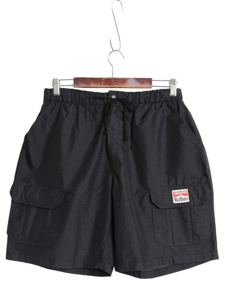 90s マルボロ ナイロン カーゴ ショートパンツ メンズ M オールド ショーツ 短パン ハーフパンツ リップストップ ナイロン 企業 タバコ 黒