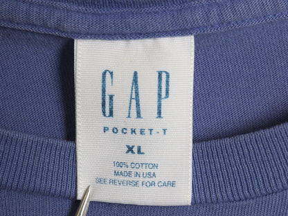 90s USA製 オールド ギャップ ポケット付き 無地 半袖 Tシャツ メンズ XL シングルステッチ コットン ポケT カットソー 大きいサイズ 青紫