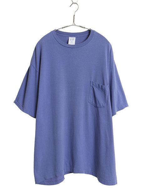 90s USA製 オールド ギャップ ポケット付き 無地 半袖 Tシャツ メンズ XL シングルステッチ コットン ポケT カットソー 大きいサイズ 青紫