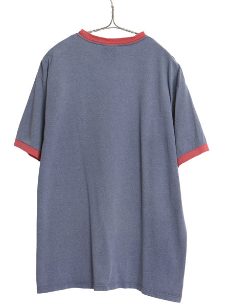 00s ナイキ スモール スウッシュ 刺繍 リンガー Tシャツ メンズ L / オールド ワンポイント ヘビーウェイト コットン カットソー ツートン