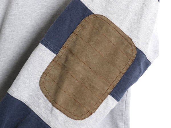 00s オービス 長袖 フットボール Tシャツ メンズ L オールド 袖 ボーダー レザー エルボーパッチ ロンT ヘビーウェイト ラガーシャツ 素材