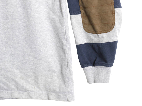 00s オービス 長袖 フットボール Tシャツ メンズ L オールド 袖 ボーダー レザー エルボーパッチ ロンT ヘビーウェイト ラガーシャツ 素材