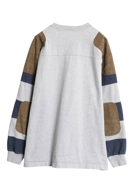 00s オービス 長袖 フットボール Tシャツ メンズ L オールド 袖 ボーダー レザー エルボーパッチ ロンT ヘビーウェイト ラガーシャツ 素材