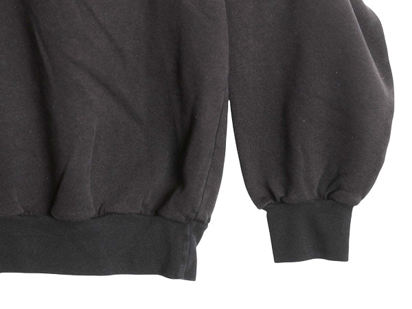 90s アディダス ロゴ 刺繍 スウェット メンズ レディース M オールド トレーナー 前V 裏起毛 サッカー クルーネック ブラック 薄手 企業