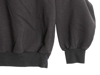 90s アディダス ロゴ 刺繍 スウェット メンズ レディース M オールド トレーナー 前V 裏起毛 サッカー クルーネック ブラック 薄手 企業