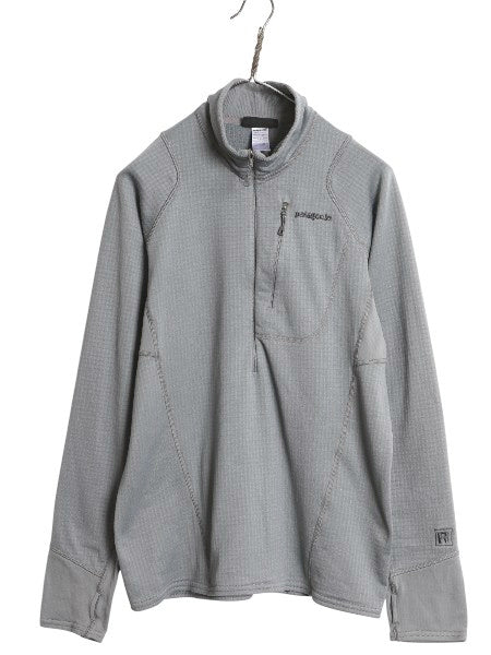 パタゴニア R1 ハーフジップ プルオーバー メンズ M / 14年製 ジャケット レギュレーター 裏 フリース ストレッチ カットソー ロンT グレー
