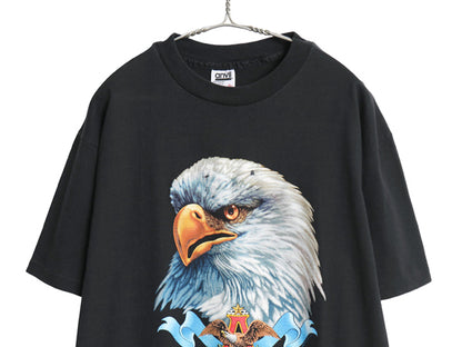 90s USA製 企業 イーグル プリント 半袖 Tシャツ メンズ XL / オールド シングルステッチ バドワイザー アート イラスト 大きいサイズ 黒