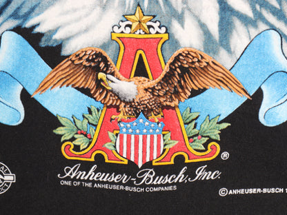 90s USA製 企業 イーグル プリント 半袖 Tシャツ メンズ XL / オールド シングルステッチ バドワイザー アート イラスト 大きいサイズ 黒