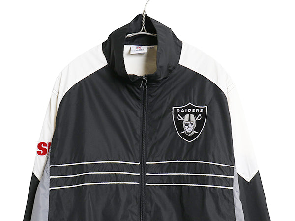 レイダース フルジップ ナイロン トラック ジャケット メンズ L NFL オフィシャル アメフト ウィンドブレーカー ジャンパー ハイネック 黒