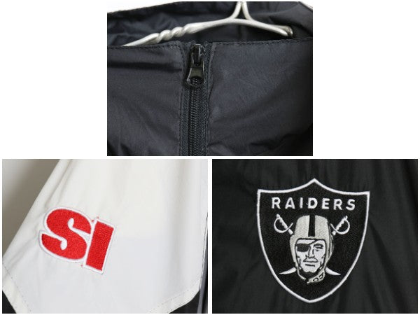 レイダース フルジップ ナイロン トラック ジャケット メンズ L NFL オフィシャル アメフト ウィンドブレーカー ジャンパー ハイネック 黒