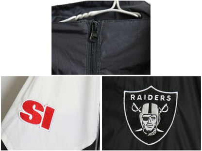 レイダース フルジップ ナイロン トラック ジャケット メンズ L NFL オフィシャル アメフト ウィンドブレーカー ジャンパー ハイネック 黒