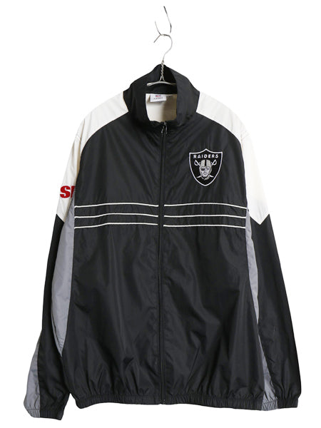 レイダース フルジップ ナイロン トラック ジャケット メンズ L NFL オフィシャル アメフト ウィンドブレーカー ジャンパー ハイネック 黒