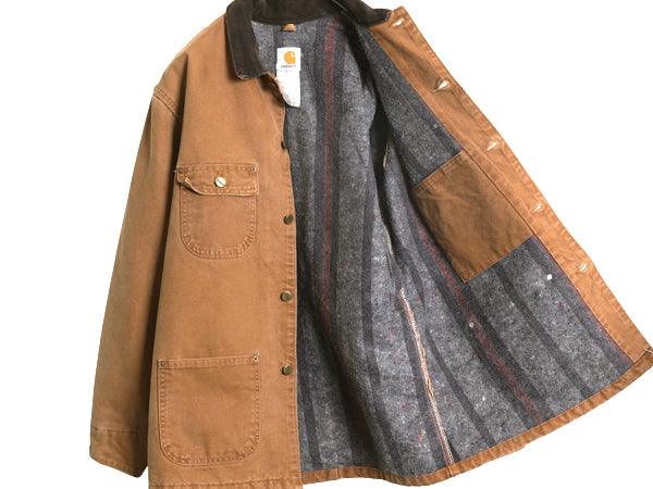 US企画 00s USA製 カーハート チョア コート メンズ M オールド ダック カバーオール ジャケット ブランケット ライナー付き ブルゾン 廃盤