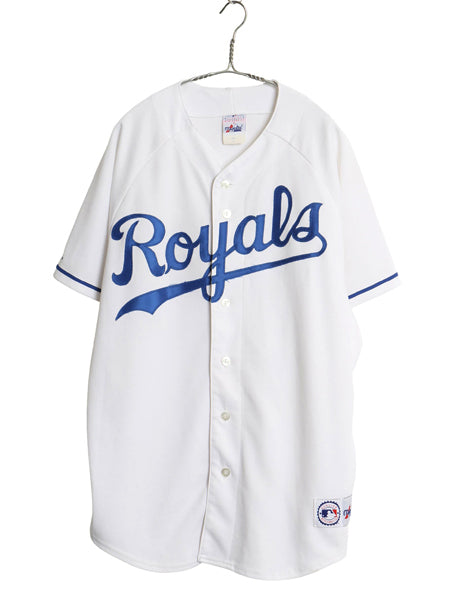USA製 ロイヤルズ ベースボール シャツ メンズ L / MLB オフィシャル マジェスティック 大リーグ ユニフォーム ゲームシャツ 重ね着 前開き