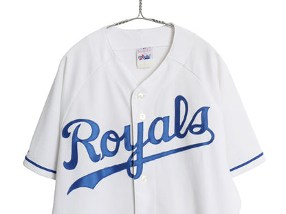 USA製 ロイヤルズ ベースボール シャツ メンズ L / MLB オフィシャル マジェスティック 大リーグ ユニフォーム ゲームシャツ 重ね着 前開き