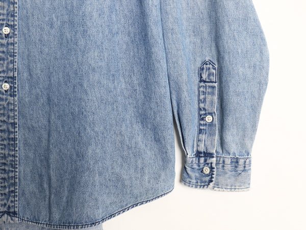 90s ラルフローレン ボタンダウン 長袖 デニム シャツ メンズ XL / 古着 オールド ポロ 長袖シャツ ワンポイント 大きいサイズ カジュアル