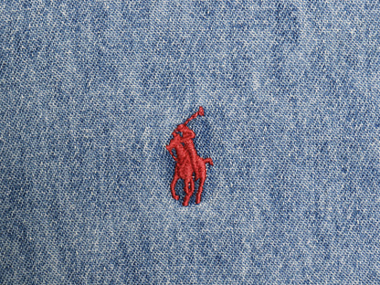 90s ラルフローレン ボタンダウン 長袖 デニム シャツ メンズ XL / 古着 オールド ポロ 長袖シャツ ワンポイント 大きいサイズ カジュアル