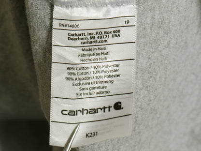 カーハート 袖 プリント 長袖 Tシャツ メンズ XL ロンT ヘビーウェイト コットン クルーネック ロングスリーブ カットソー 大きいサイズ 灰