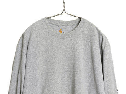 カーハート 袖 プリント 長袖 Tシャツ メンズ XL ロンT ヘビーウェイト コットン クルーネック ロングスリーブ カットソー 大きいサイズ 灰