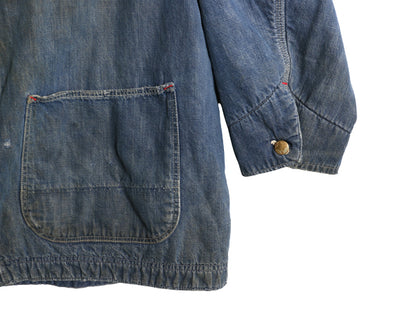 60s USA製 ★ シアーズ デニム カバーオール ジャケット メンズ L 古着 ヴィンテージ ワーク 襟 コーデュロイ ブランケット ライナー付き
