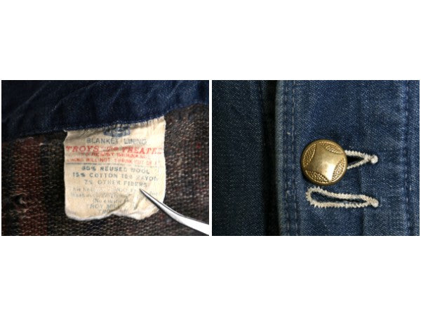 60s USA製 ★ シアーズ デニム カバーオール ジャケット メンズ L 古着 ヴィンテージ ワーク 襟 コーデュロイ ブランケット ライナー付き