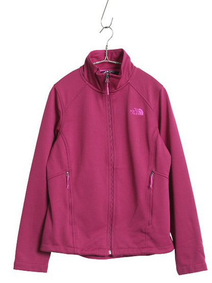 US企画 ノースフェイス ソフトシェル ジャケット レディース M / アウトドア フルジップ 裏 フリース ストレッチ ジャンパー ブルゾン 防風
